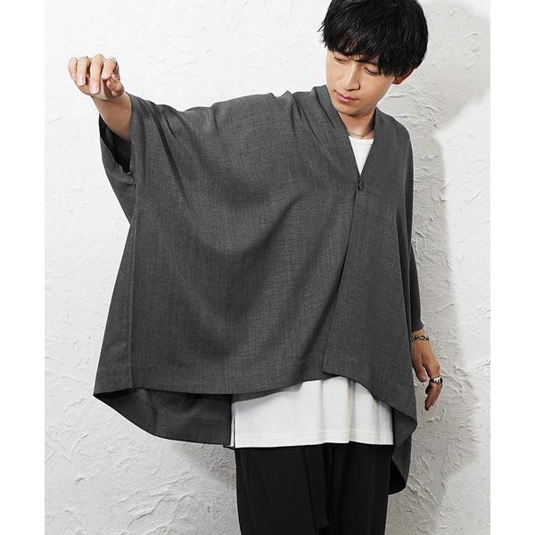 コート ジャケット 「MinoriTY」リネンタッチBIGポンチョ メンズ  夏服 ユニセックス 半袖 ワイド メンズ