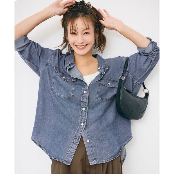 ブラウス シャツ 夏 「西山茉希様着用」とろみデニムシャツ レディース
