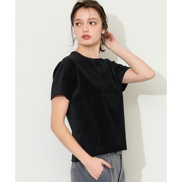 tシャツ 半袖 「西山茉希様着用」コットンベロアコンパクトTシャツ レディース