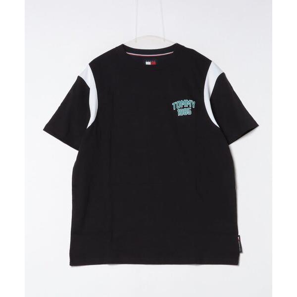 「TOMMY JEANS」 半袖Tシャツ LARGE ブラック メンズ
