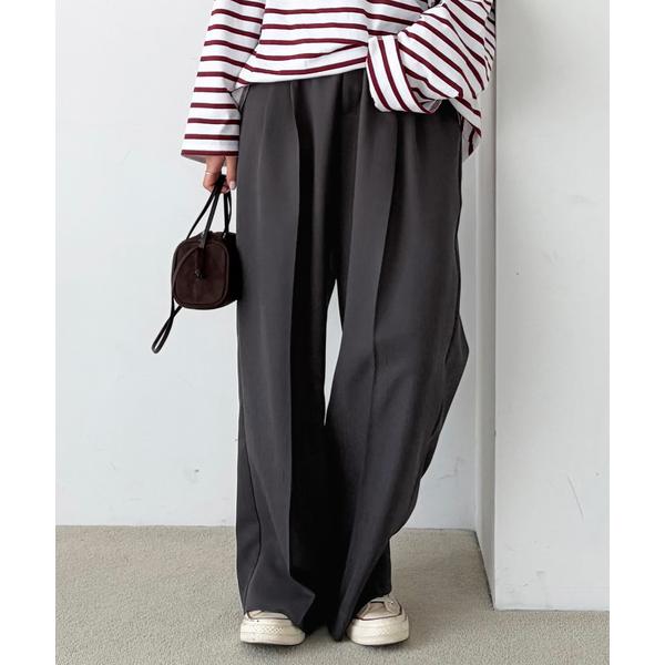 ワイドパンツ スラックス パンツ PEツイルイージースラックス レディース