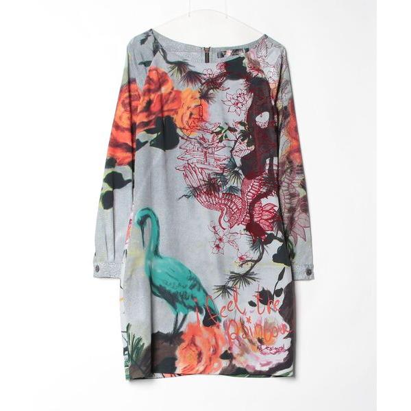 「Desigual」 長袖ワンピース 38 グレー レディース