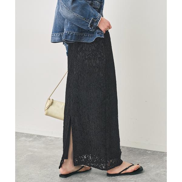 ロング スカート brushed lace ストレートスカート