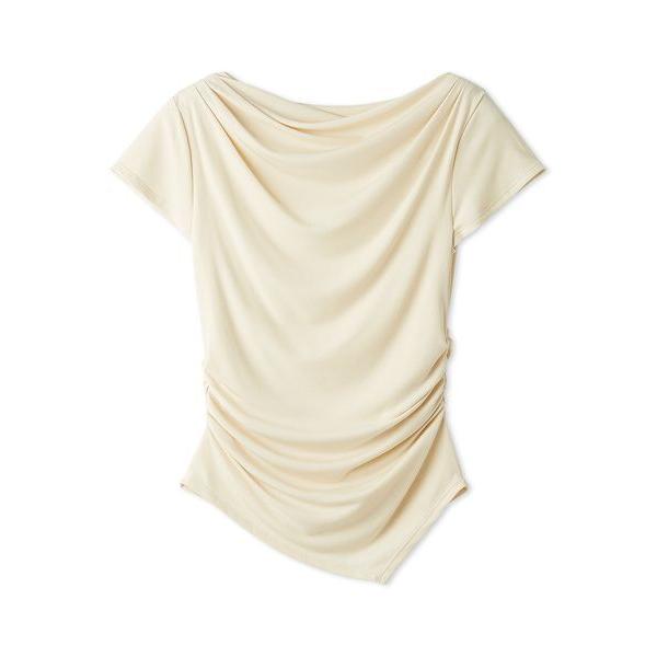 tシャツ 半袖 2wayタックドレープカットソー レディース
