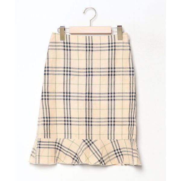 「BURBERRY BLUE LABEL」 チェック柄タイトスカート 38 ベージュ レディース