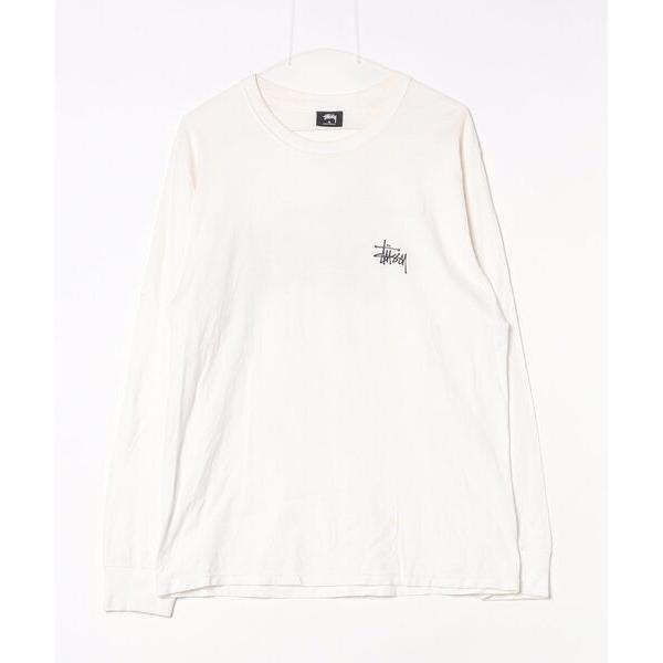 「STUSSY」 ワンポイント長袖Tシャツ M ホワイト メンズ