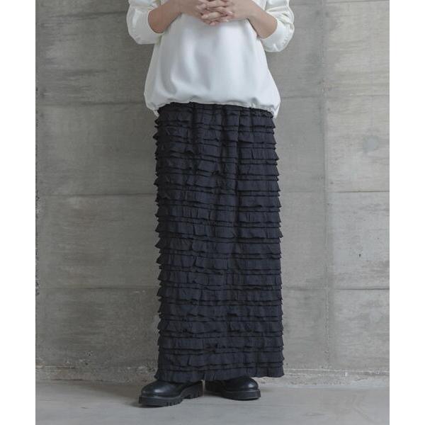 スカート 「一部WEB限定サイズ」カットフリルナロースカート