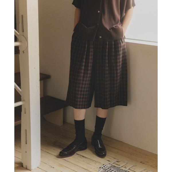 ハーフパンツ パンツ 短パン 「natural by clip」コットンカラミチェックハーフパンツ レディース