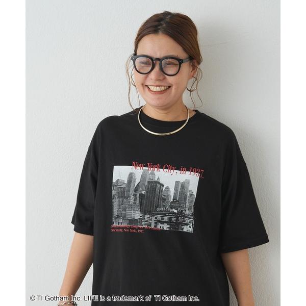 tシャツ 半袖 「＠remi_usus企画」「GOOD ROCK SPEED」別注 LIFE フォトプリントロゴT BLACK レディース