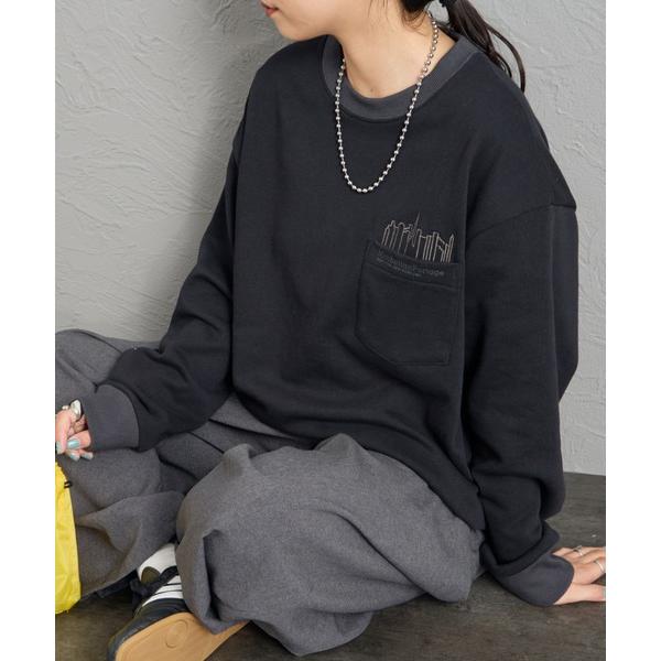 トレーナー スウェット 「MANHATTAN PORTAGE/マンハッタンポーテージ」 別注 ポケットロゴ刺繍 バックプリントスウェット レディース メンズ