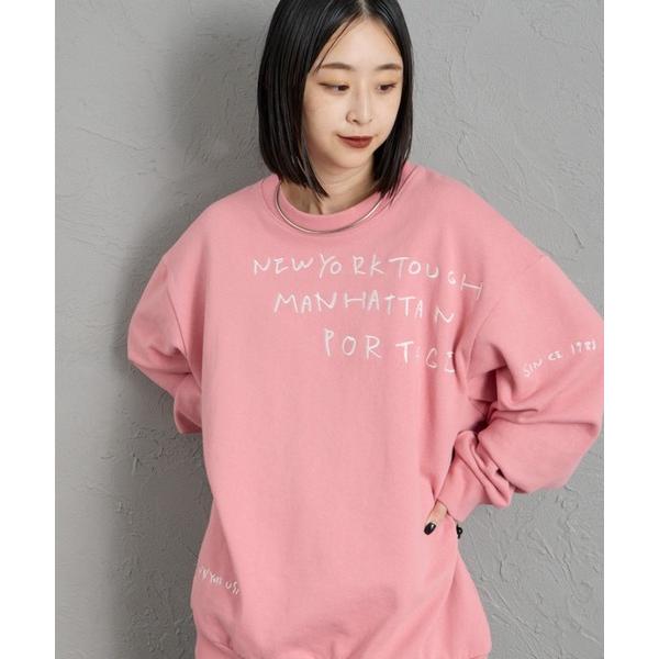 トレーナー スウェット 「MANHATTAN PORTAGE/マンハッタンポーテージ」 別注 ランダムロゴ刺繍 クルーネックスウェット レディース メンズ