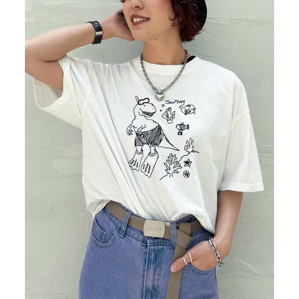 tシャツ 半袖 「WEB限定」魚とシュノーケリングしたい恐竜刺しゅうTEE レディース メンズ