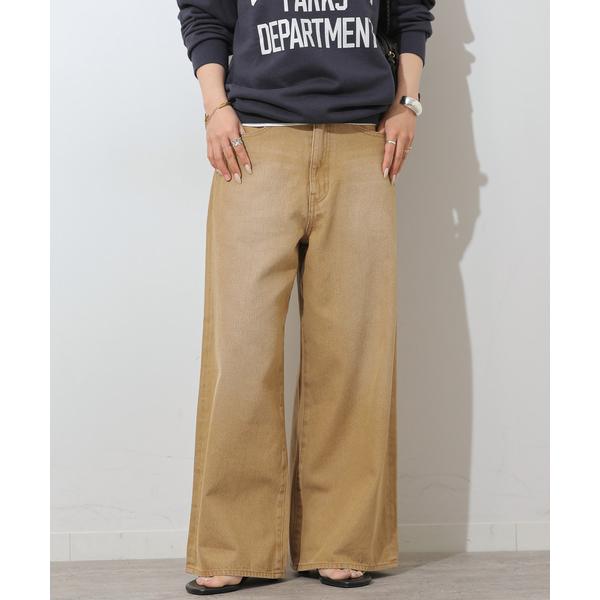 ワイドパンツ ジーンズ デニム デニムパンツ コットンツイルワイドパンツ レディース