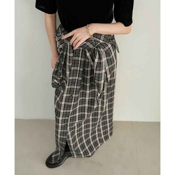 シャツワンピース チェックロングシャツワンピース