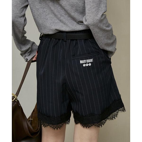 スラックス パンツ マリークワント mary quant MARY QUANT × PUBLUX/マリークワント 別注 裾 レース スラックス ショートパンツ　限定展開 レディース