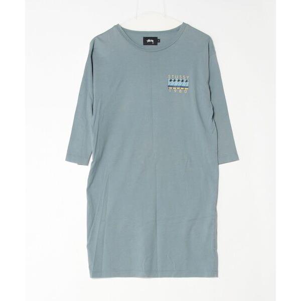 「STUSSY」 ワンポイントTシャツワンピース S グレー レディース