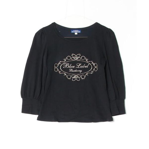 「BURBERRY BLUE LABEL」 7分袖カットソー 38 ブラック レディース