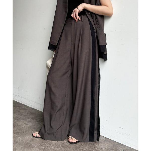 ワイドパンツ パンツ 「WEB限定/セット着用可能」脇チュールパンツ レディース