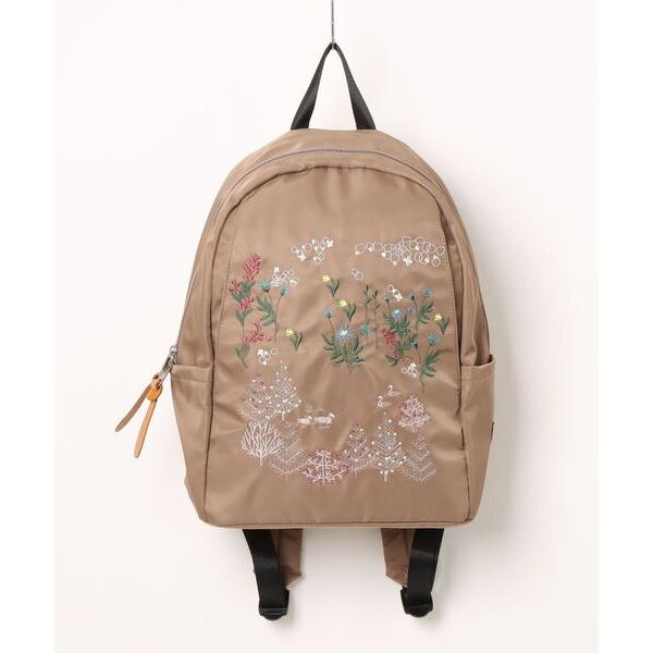 デイバック リュック 「glanta」花舞う森辺刺繍ラウンドリュック レディース