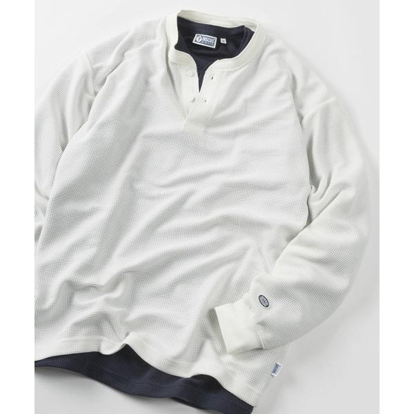 ヘンリーネック tシャツ 「71」「DISCUS/ディスカス」無地 ワッフル ヘンリーネック  ロングスリーブ Tシャツ/サーマル/ロンT/インナー/ユニセックス/レデ…