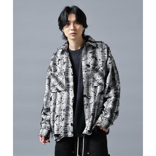 ブラウス シャツ DankeSchon/ダンケシェーン/FLANNEL DAMAGE SHIRTS GRIME レディース メンズ