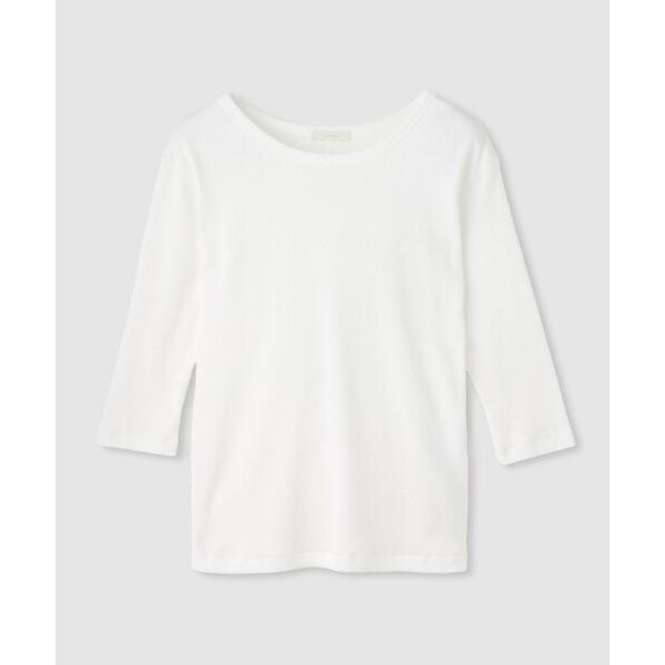 tシャツ テレコ3/4スリーブボートネックプルオーバ レディース