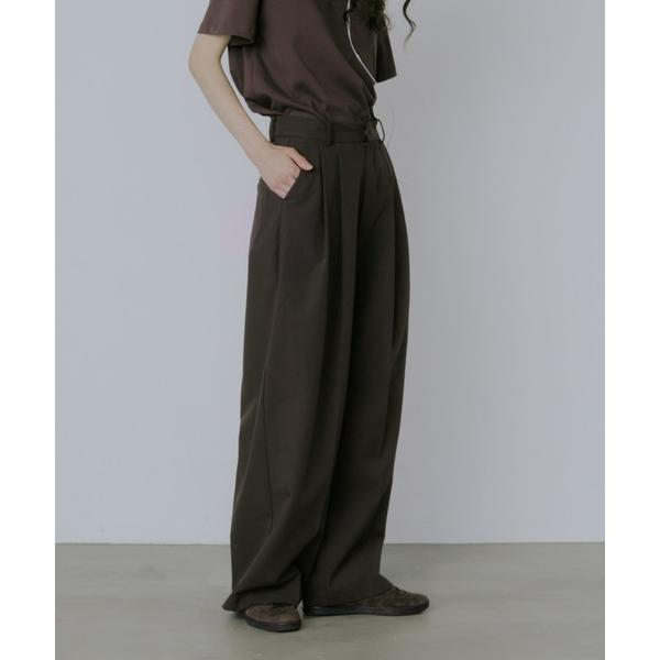 ワイドパンツ スラックス パンツ Double Tuck Straight Pants レディース