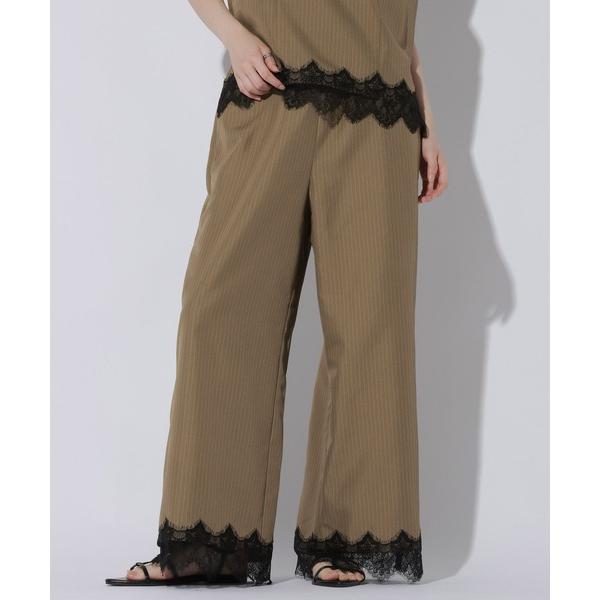 ワイドパンツ スラックス パンツ ヘムレースドッキングパンツ /1056495 レディース
