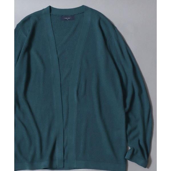 カーディガン Linen-Touch Pique Knit Open Cardigan / 12G リネンライク 麻タッチ 鹿の子編み ボタンレスカーディガン 薄手 長袖 メンズ レディース ユニ…