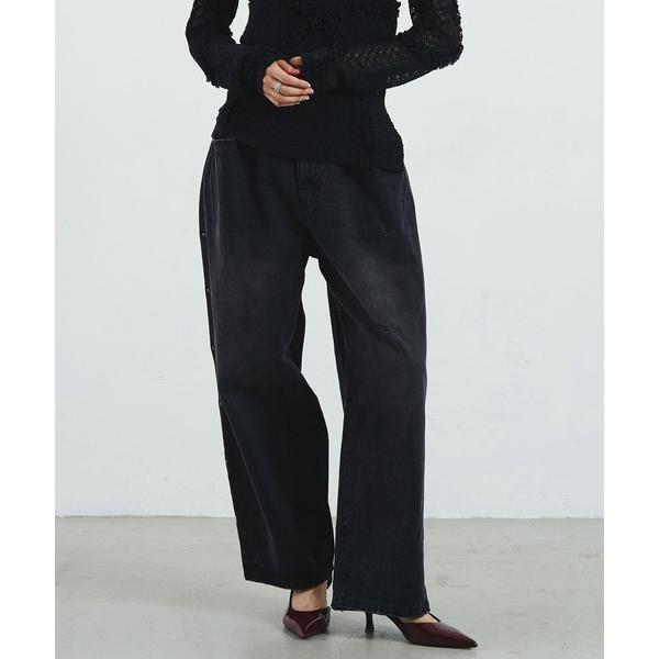 ワイドパンツ ジーンズ デニム デニムパンツ mici/RIVETED DENIM PANTS レディース