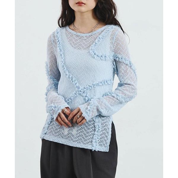 tシャツ FRILL LACE TOP レディース