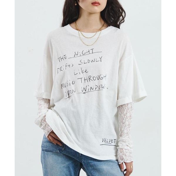 tシャツ LACE SLEEVE LAYERED TEE レディース