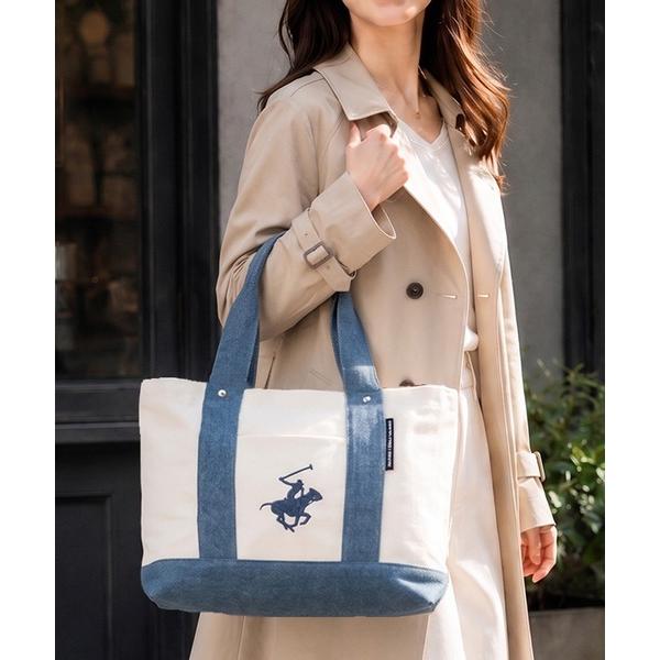 トートバッグ 「BEVERLY HILLS POLO CLUB」 キャンパストートバッグ ハンドバッグ 仕切り仕様 ミドルサイズ レディース