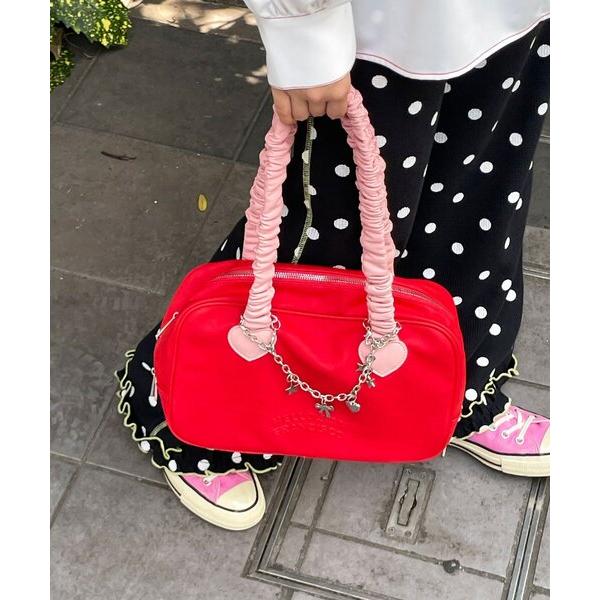 トートバッグ 「HELLO.SANFRANCISCO/ハローサンフランシスコ」チャーム付きギャザーハンドルボストン レディース