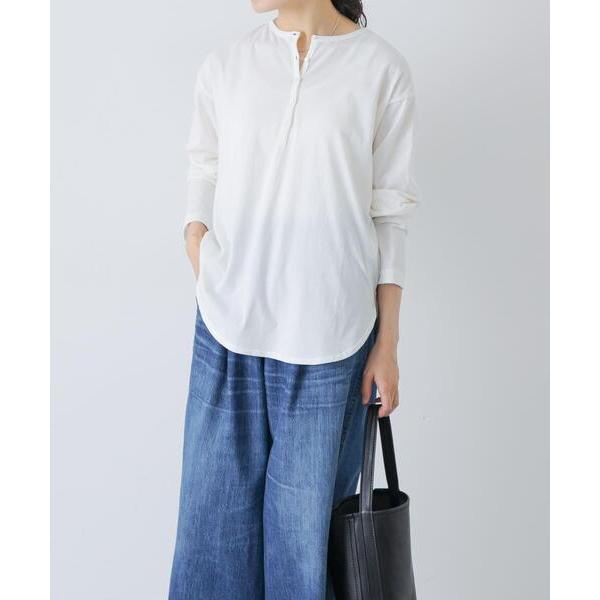 ヘンリーネック tシャツ ヘンリーネックコットンカットソー レディース