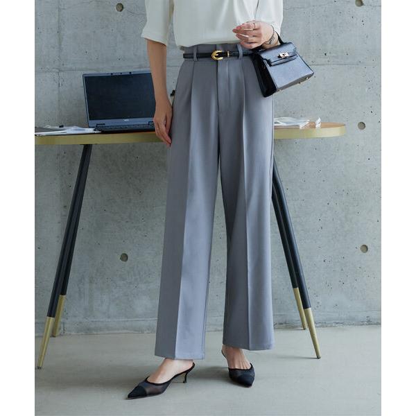 ワイドパンツ スラックス パンツ 「 オフィスカジュアル 」　「 撥水・防汚 」 シワになりにくいワイドストレートパンツ レディース