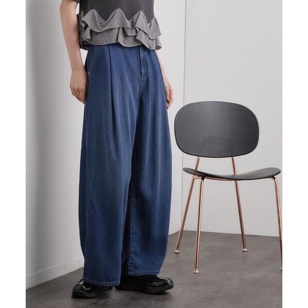 ワイドパンツ ジーンズ デニム デニムパンツ タックワイドデニムパンツ「洗濯機OK」 レディース