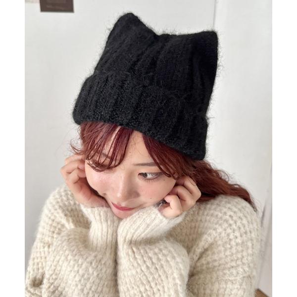 ニット帽 ニットキャップ レディース モチモチ猫耳ニットキャップ レディース
