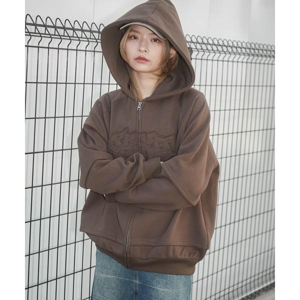 「SHORT ROUND」 ジップアップパーカー MEDIUM ブラウン メンズ