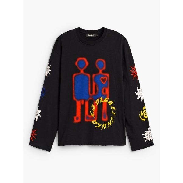tシャツ ロボットグラフィック長袖Tシャツ メンズ