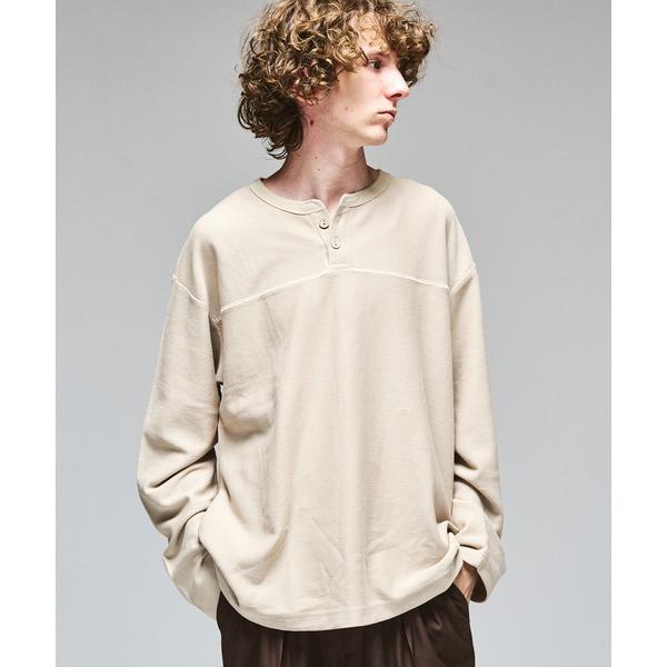 ヘンリーネック tシャツ ガーメントダイ ワッフル ヘンリーネック メンズ