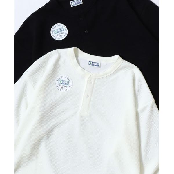 ヘンリーネック tシャツ DISCUS/ディスカス ワッフル/サーマル 無地 ヘンリーネック 長袖Tシャツ/ロンT/レディース メンズ メンズ レディース