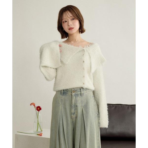 ニット セーター glitter wide collar knit / グリッターワイドカラーニット レディース