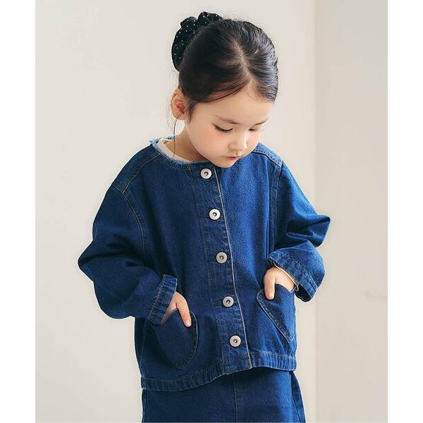デニムジャケット アウター ハートポケットワークデニムジャケット キッズ 子供服 女の子