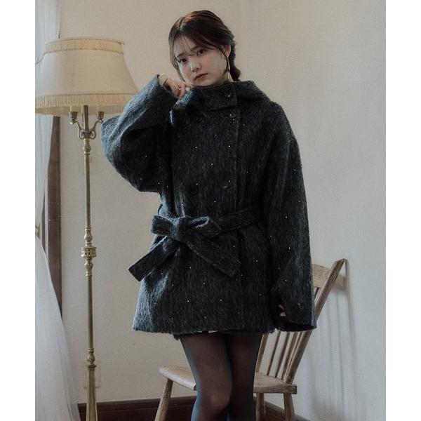 コート アウター shaggy hoodie middle coat / シャギーフードミドルコート レディース