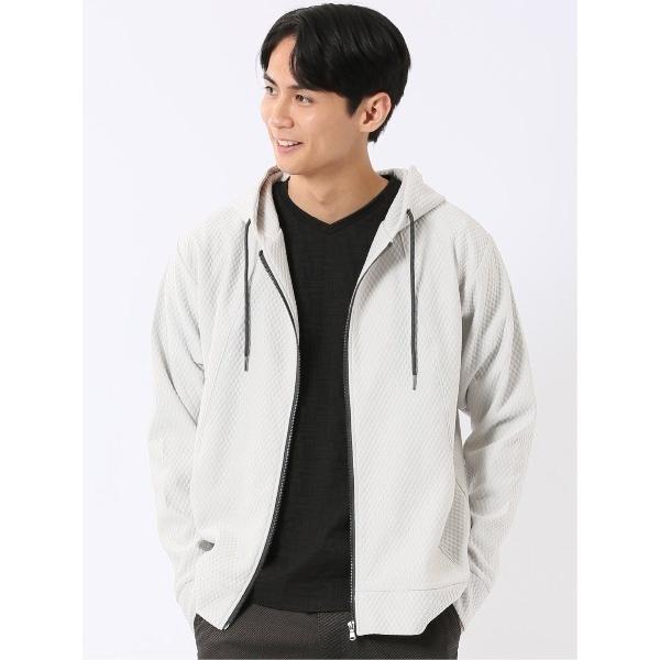 パーカー フルジップ パーカー メンズ 長袖 ストレッチ ハニカム ジャガード フーディー メンズ