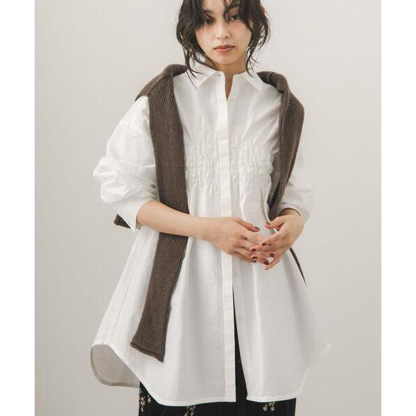 ワンピース フロントシャーリングシャツワンピース
