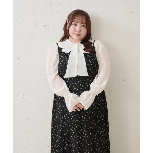 ブラウス シャツ 「Louiosy」「大きいサイズ」シアースリーブボウタイブラウス レディース
