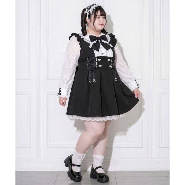 ワンピース ハイウエストレースアップリボンハートワンピース
