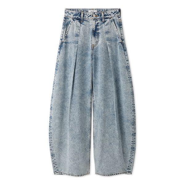 ワイドパンツ ジーンズ デニム デニムパンツ タックカーヴィデニムパンツ レディース